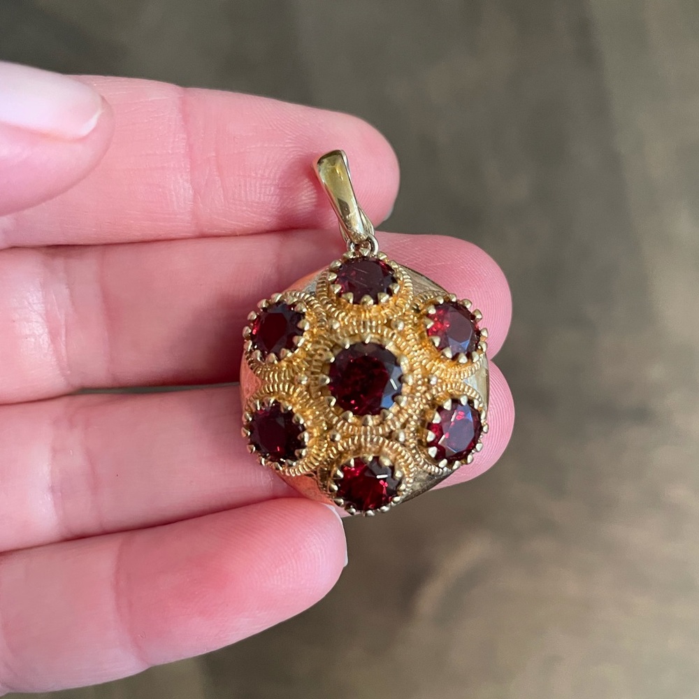 Technibond Garnet and Vermeil Enhancer Pendant